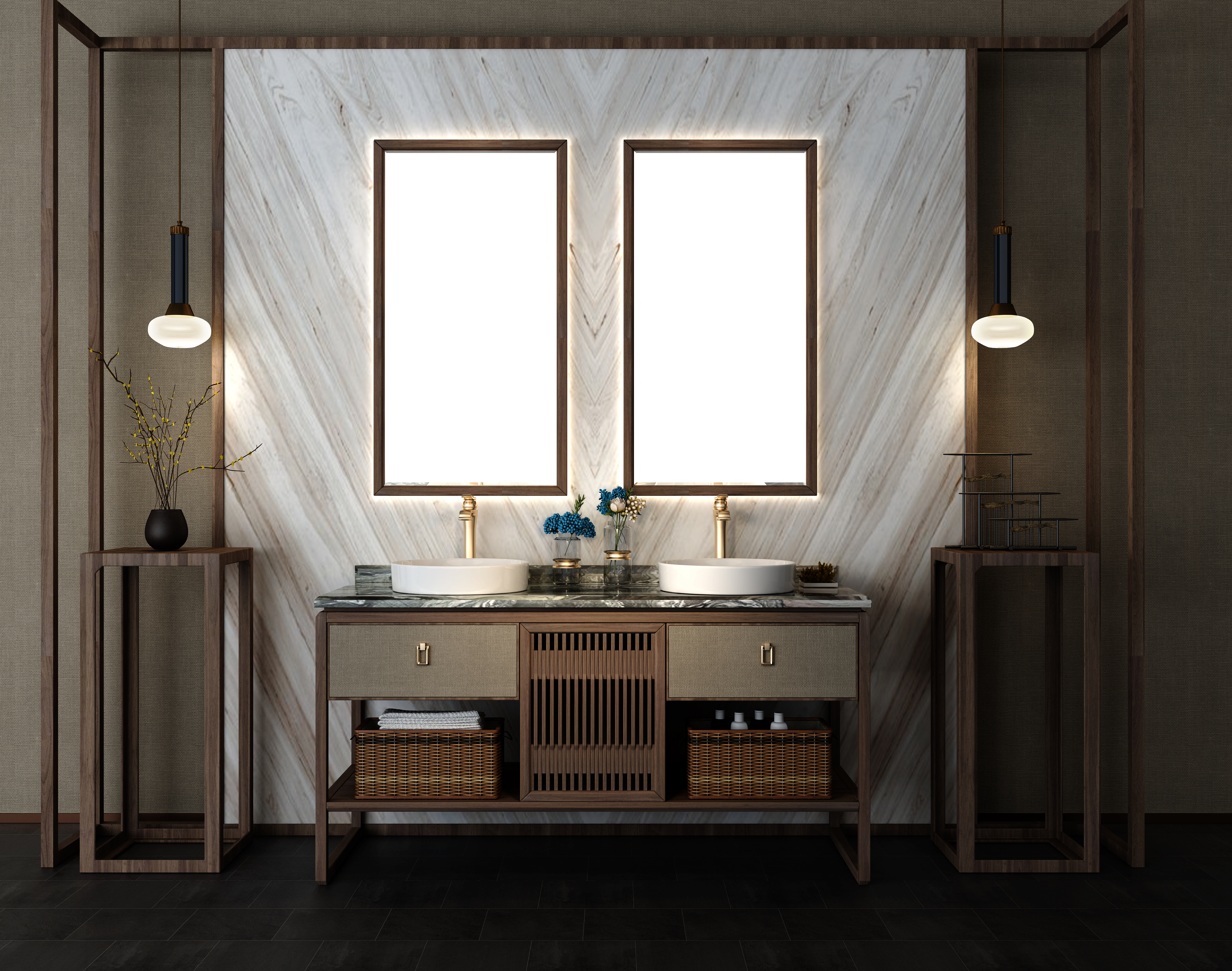 New Chinese bathroom cabinet furniture ceramic basin home，