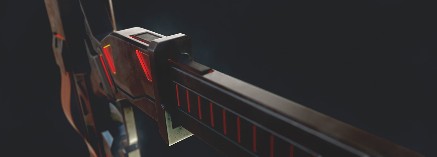 Digital art，3D model，Submachine gun，