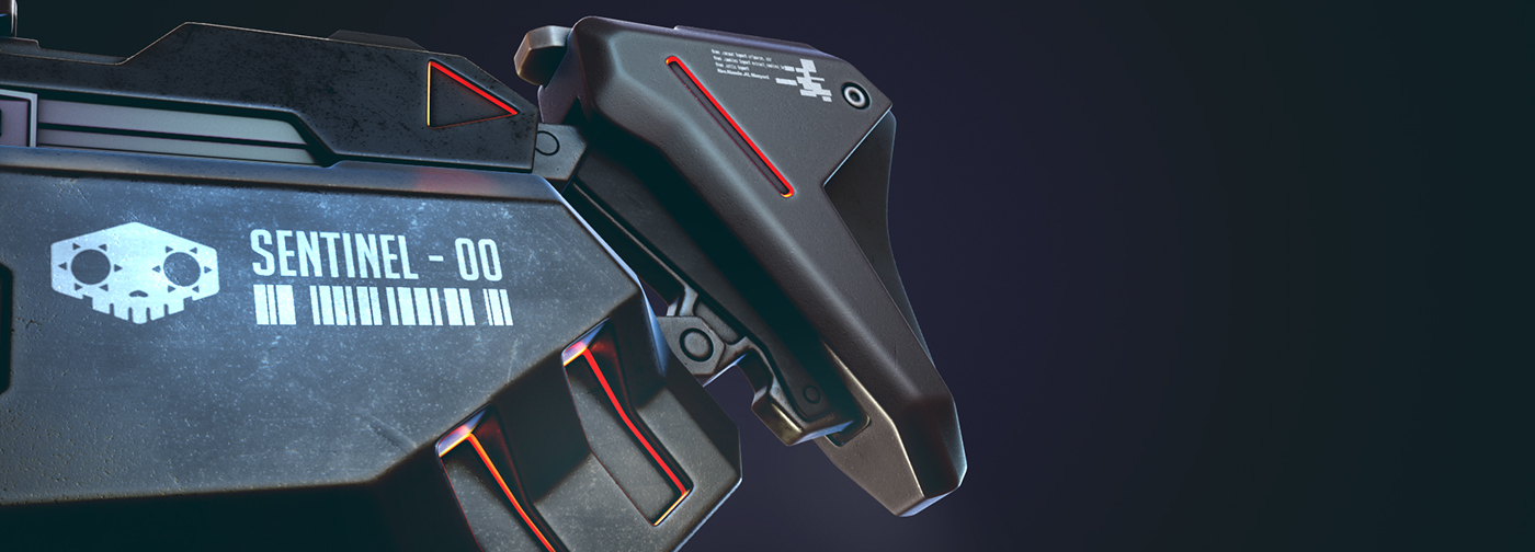 Digital art，3D model，Submachine gun，