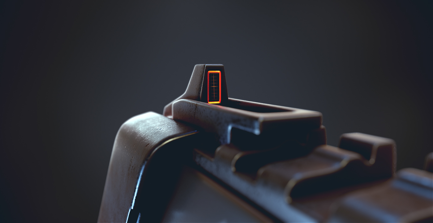 Digital art，3D model，Submachine gun，