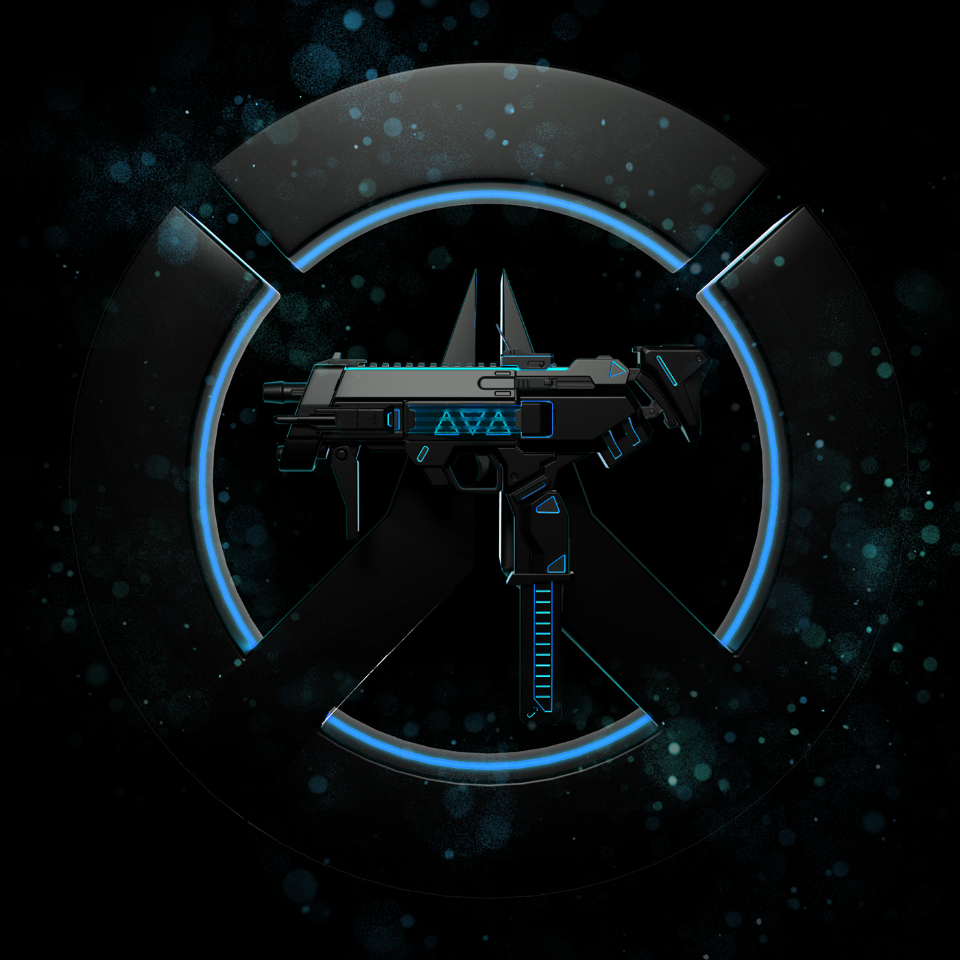 Digital art，3D model，Submachine gun，