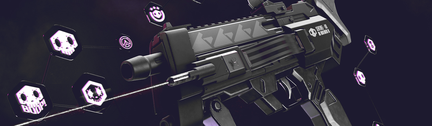 Digital art，3D model，Submachine gun，