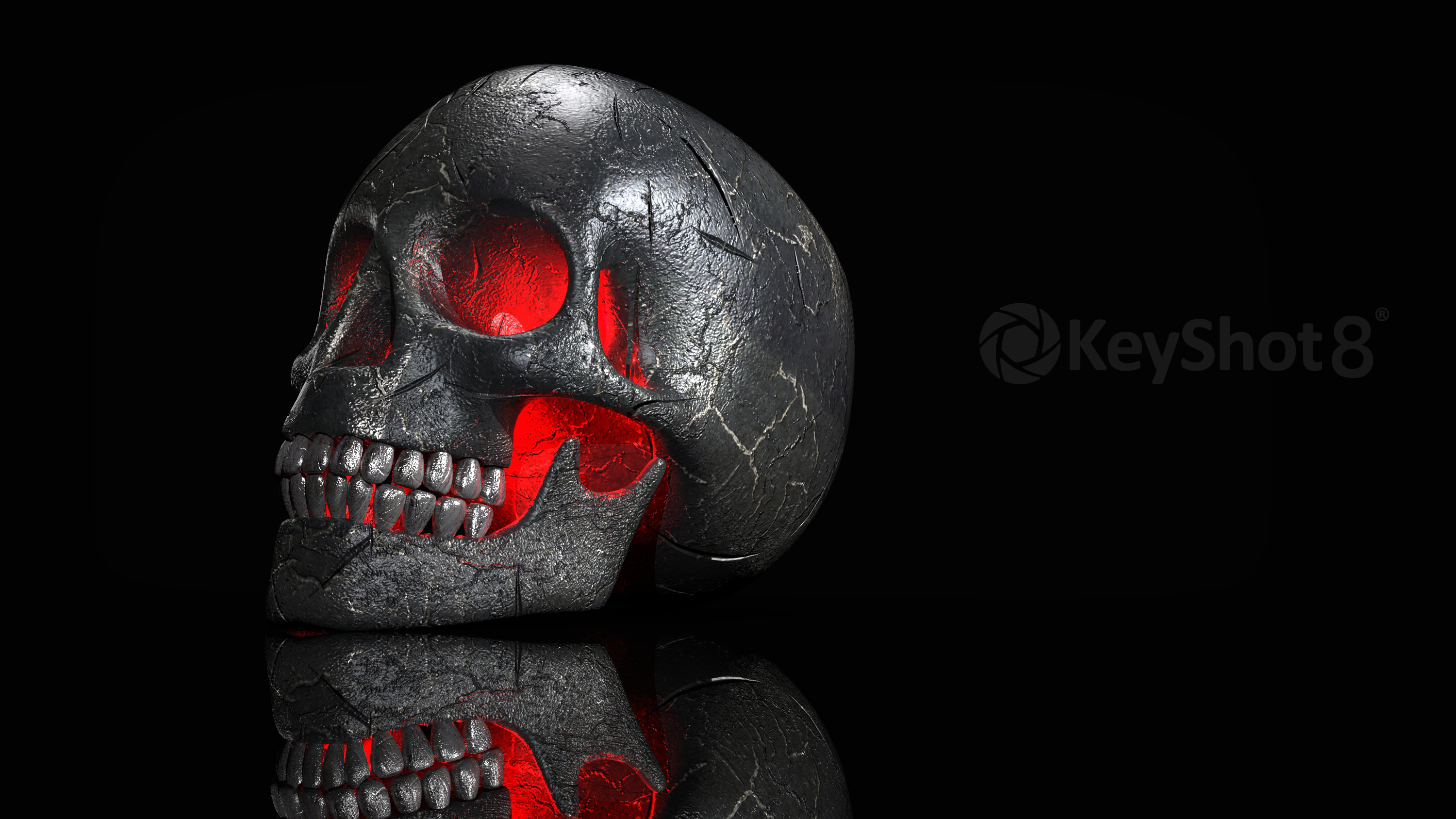 Old skull made of metal，