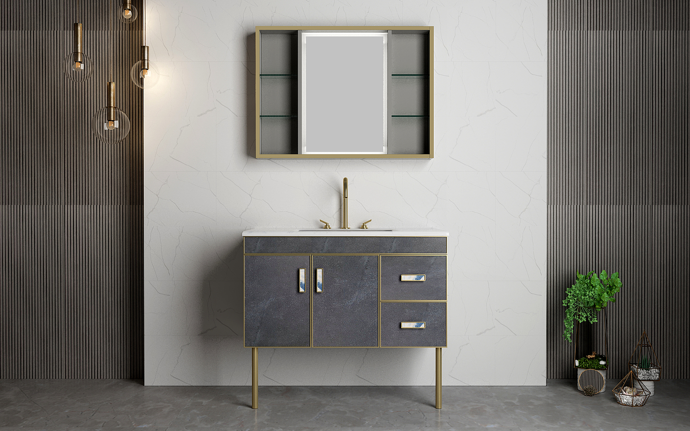 Light luxury style bathroom cabinet，