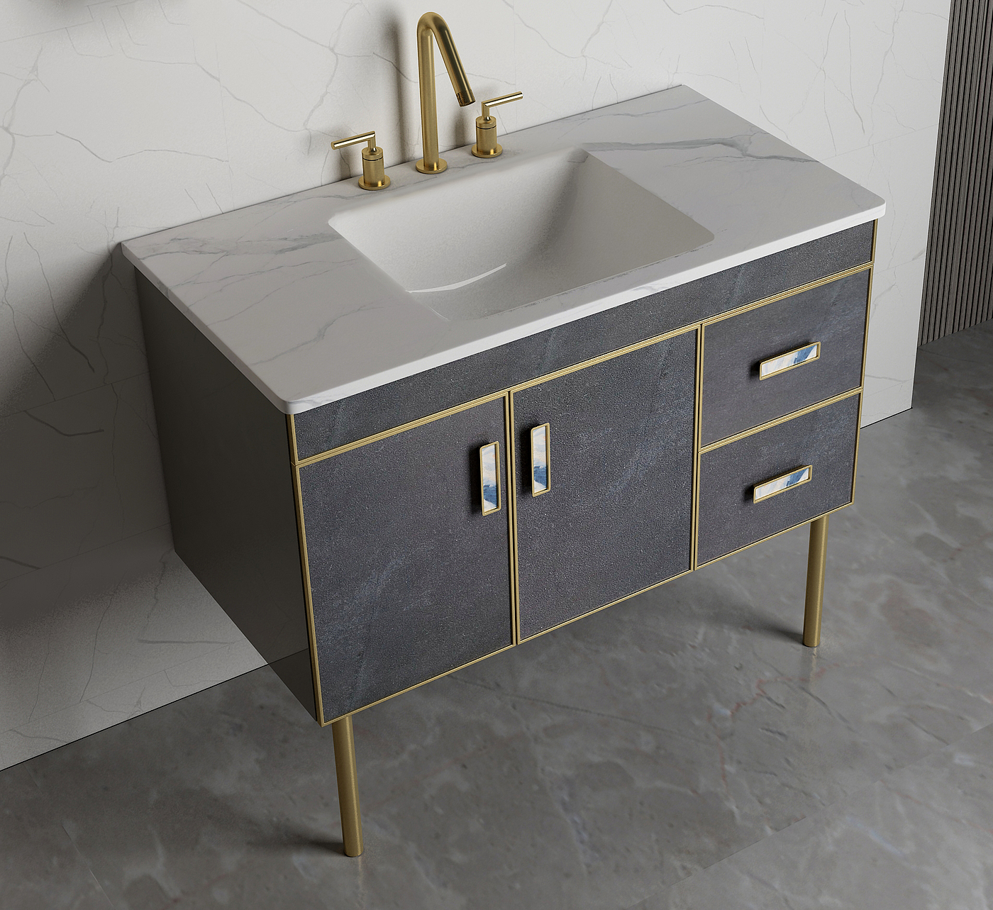 Light luxury style bathroom cabinet，