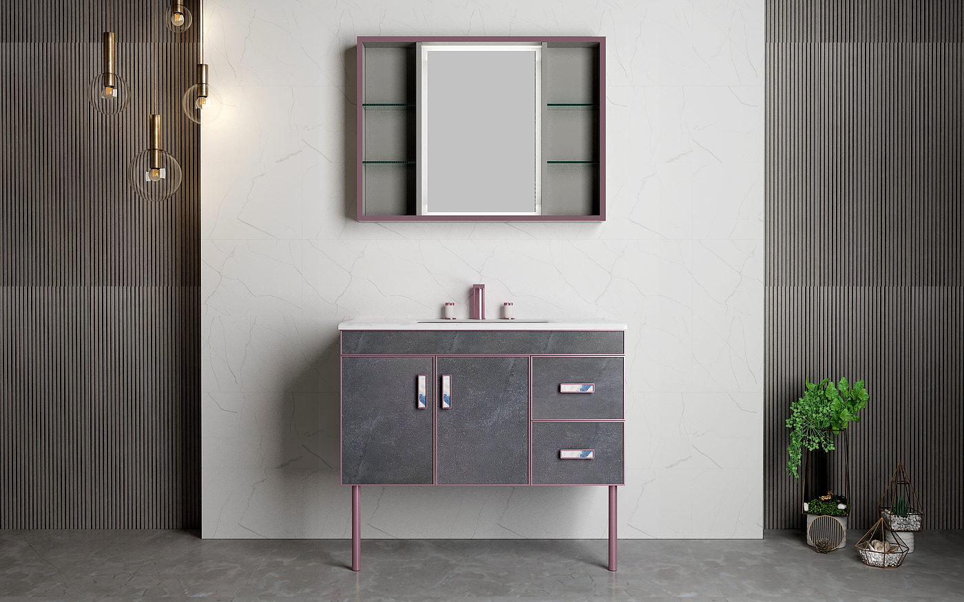 Light luxury style bathroom cabinet，