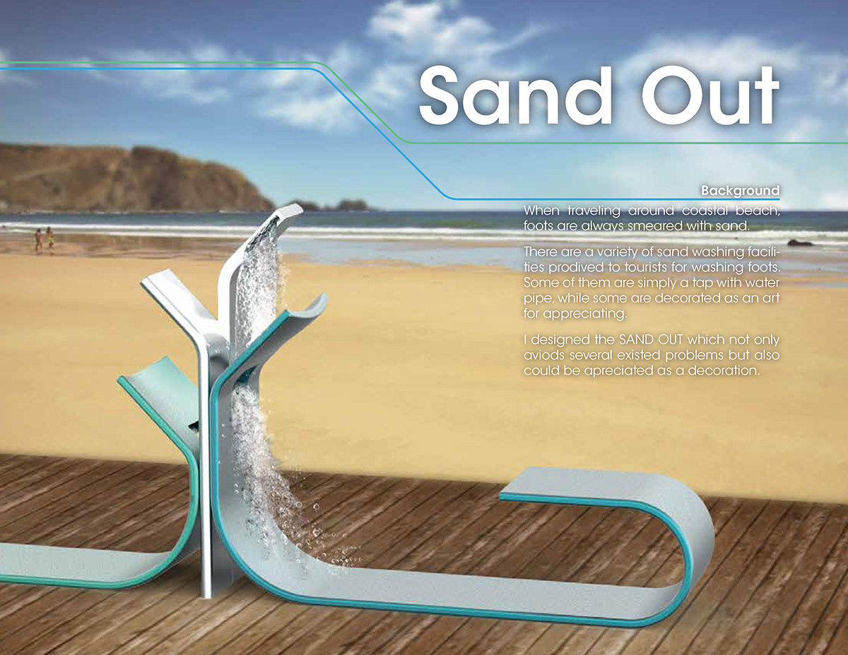 Architectural design，Foot flushing pool，communal facilities，SAND OUT，