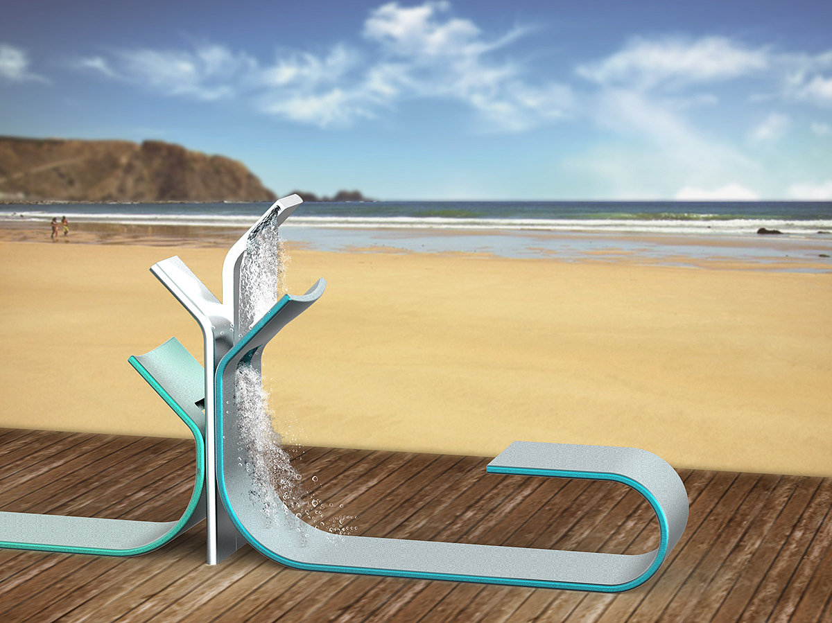 Architectural design，Foot flushing pool，communal facilities，SAND OUT，