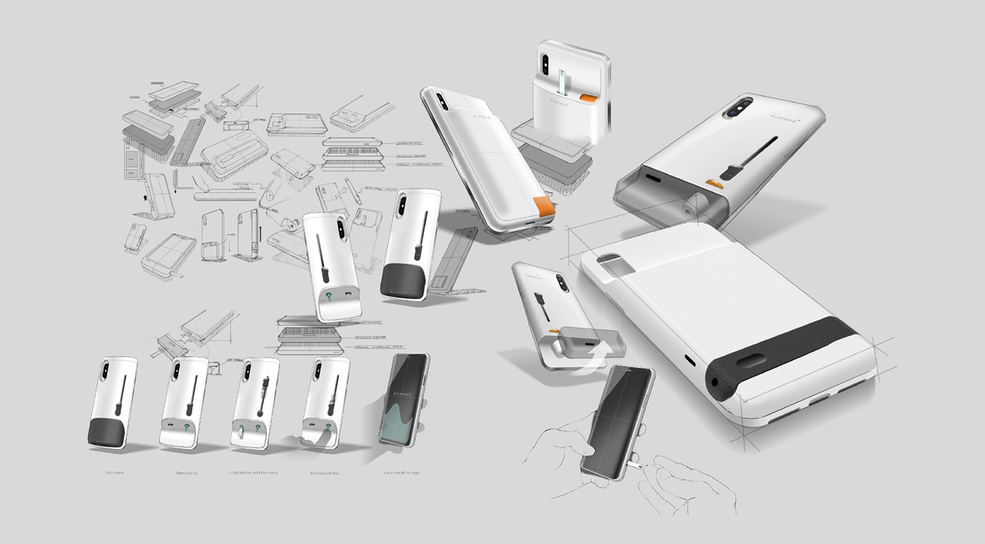 medical care，Mobile phone shell，Dousan Miao，Idea Silver Award，Glucose，Bluetooth，Diabetes，