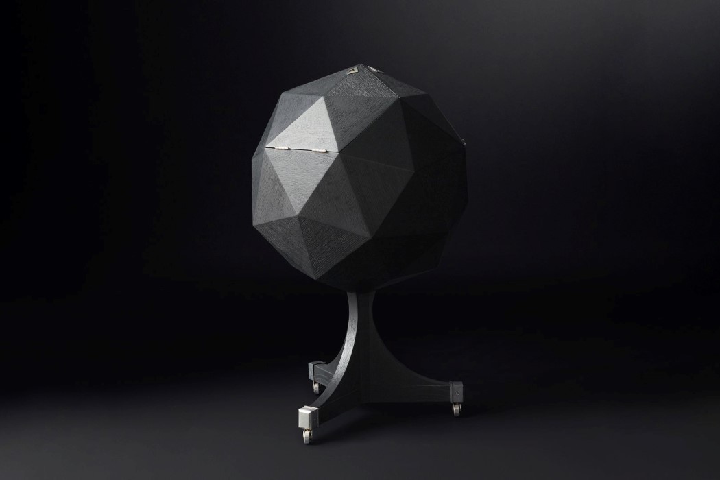 black，woodiness，Polyhedron，bar，garden cart，Home Furnishing，