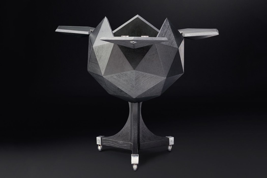 black，woodiness，Polyhedron，bar，garden cart，Home Furnishing，