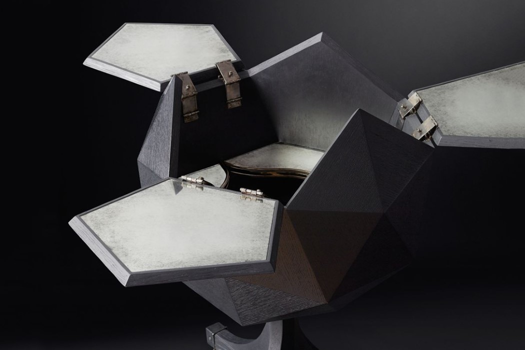 black，woodiness，Polyhedron，bar，garden cart，Home Furnishing，