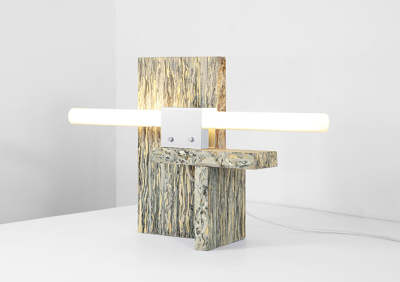 Floor lamp，Metal marble，Material innovation，Creative design，Line geometry，Minimalist geometry，Table lamp design，Lamp design，