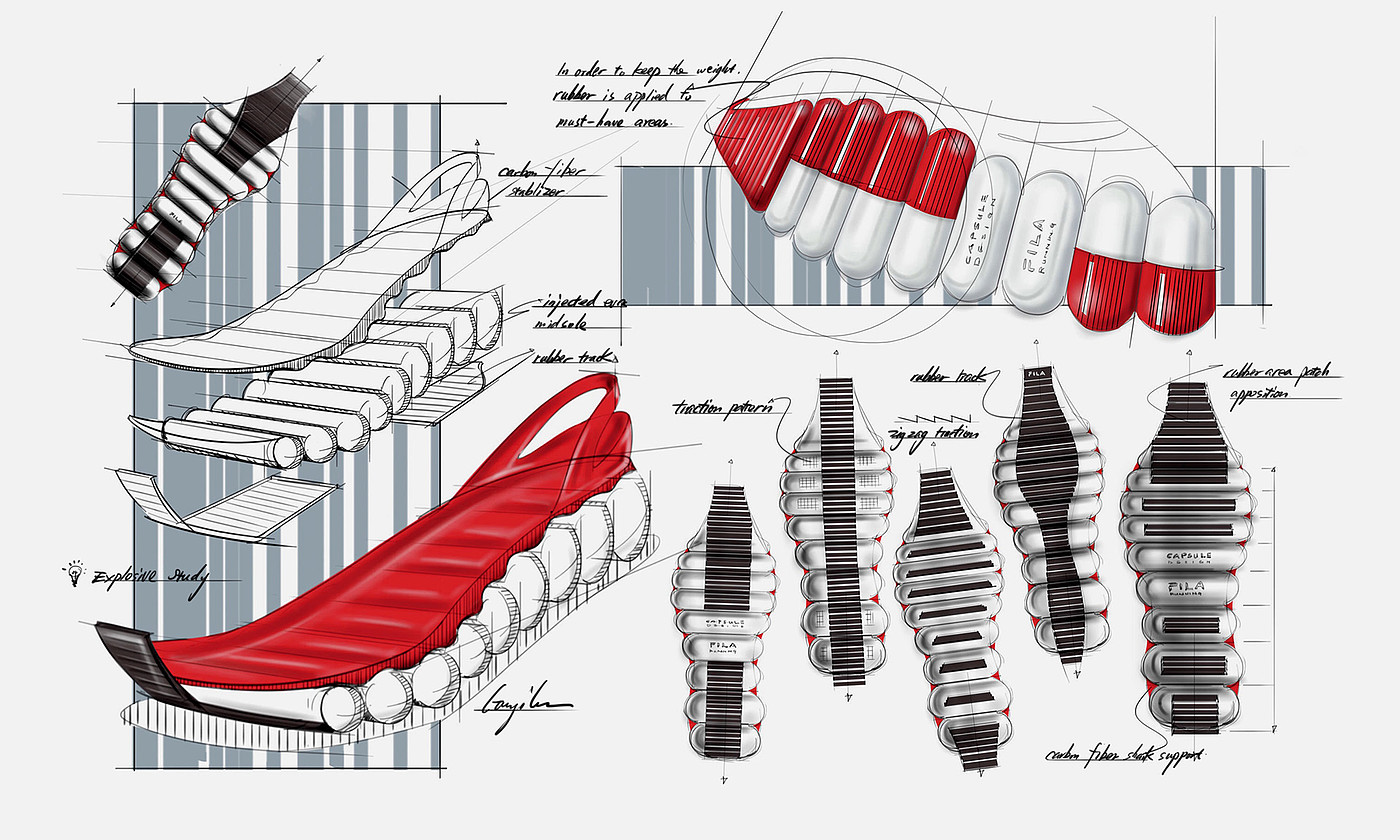 capsule，Running shoes，Row，