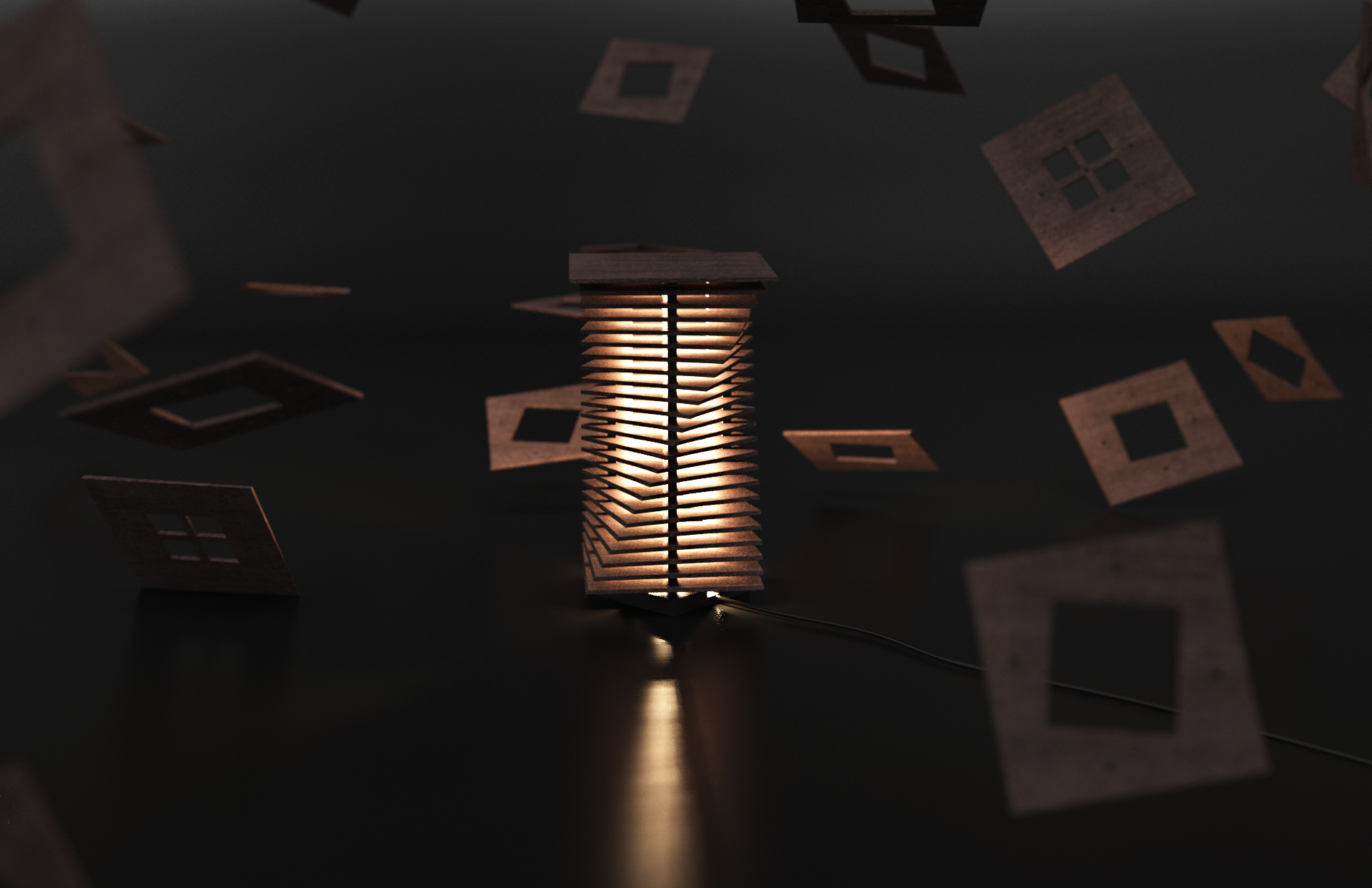 Atmosphere lamp，wooden ，90° Lighting，