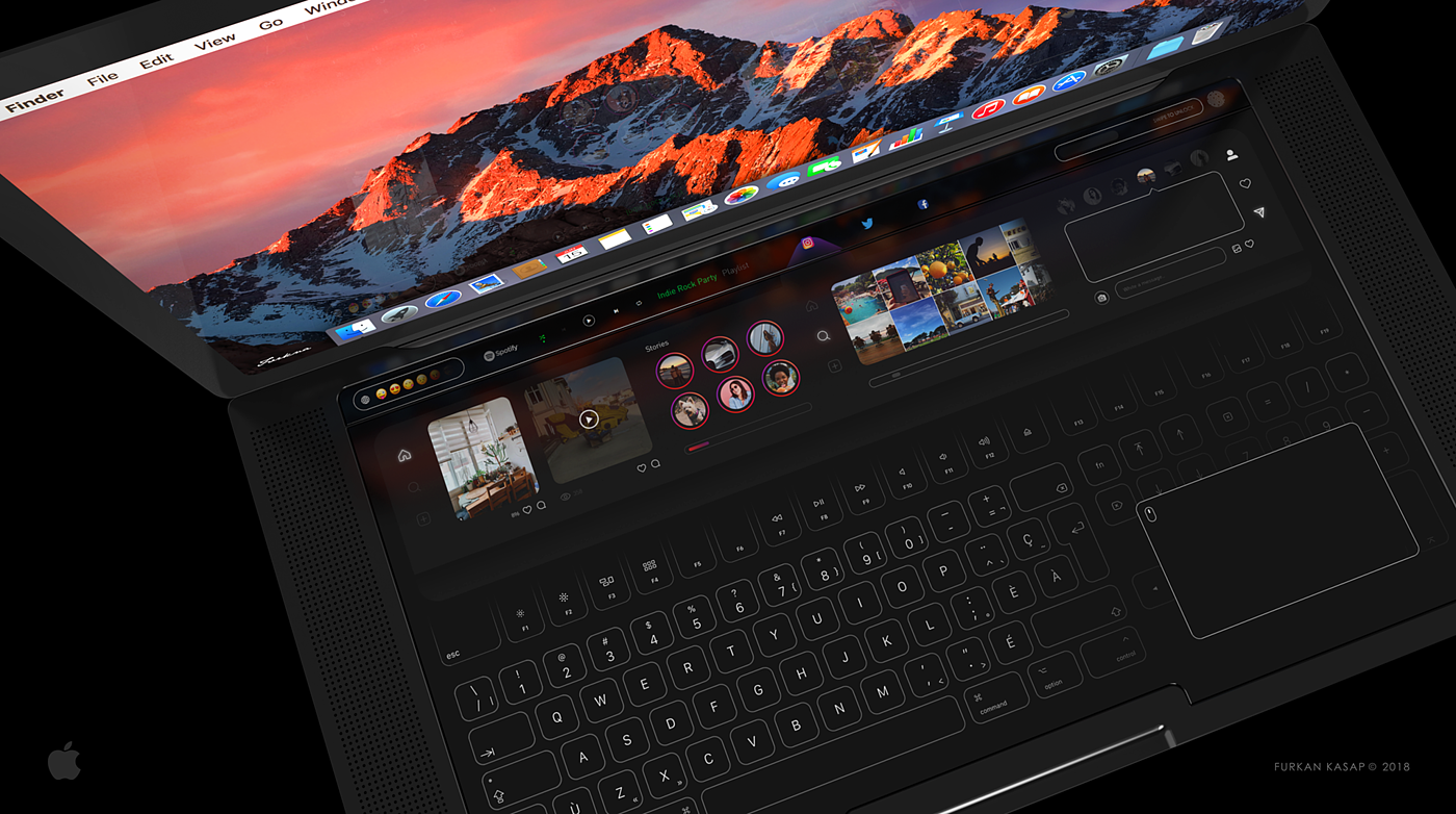 conceptual design，macbook，touch，computer，Touch keyboard，
