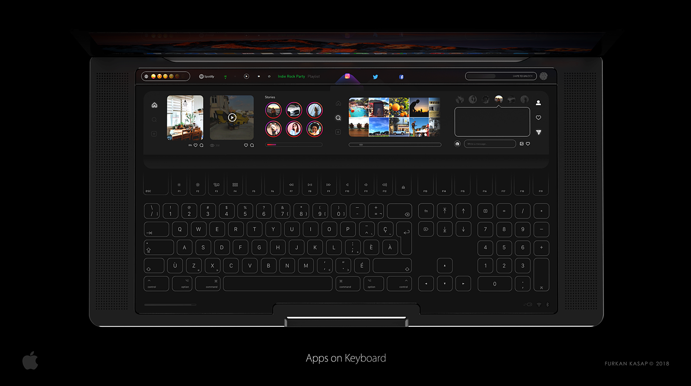 conceptual design，macbook，touch，computer，Touch keyboard，