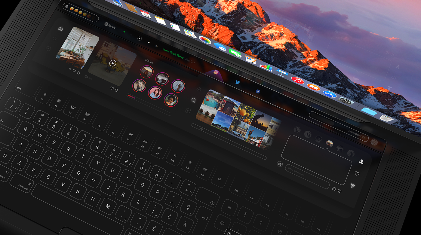 conceptual design，macbook，touch，computer，Touch keyboard，