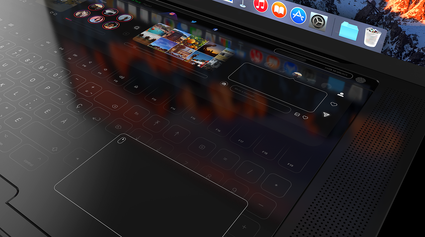 conceptual design，macbook，touch，computer，Touch keyboard，