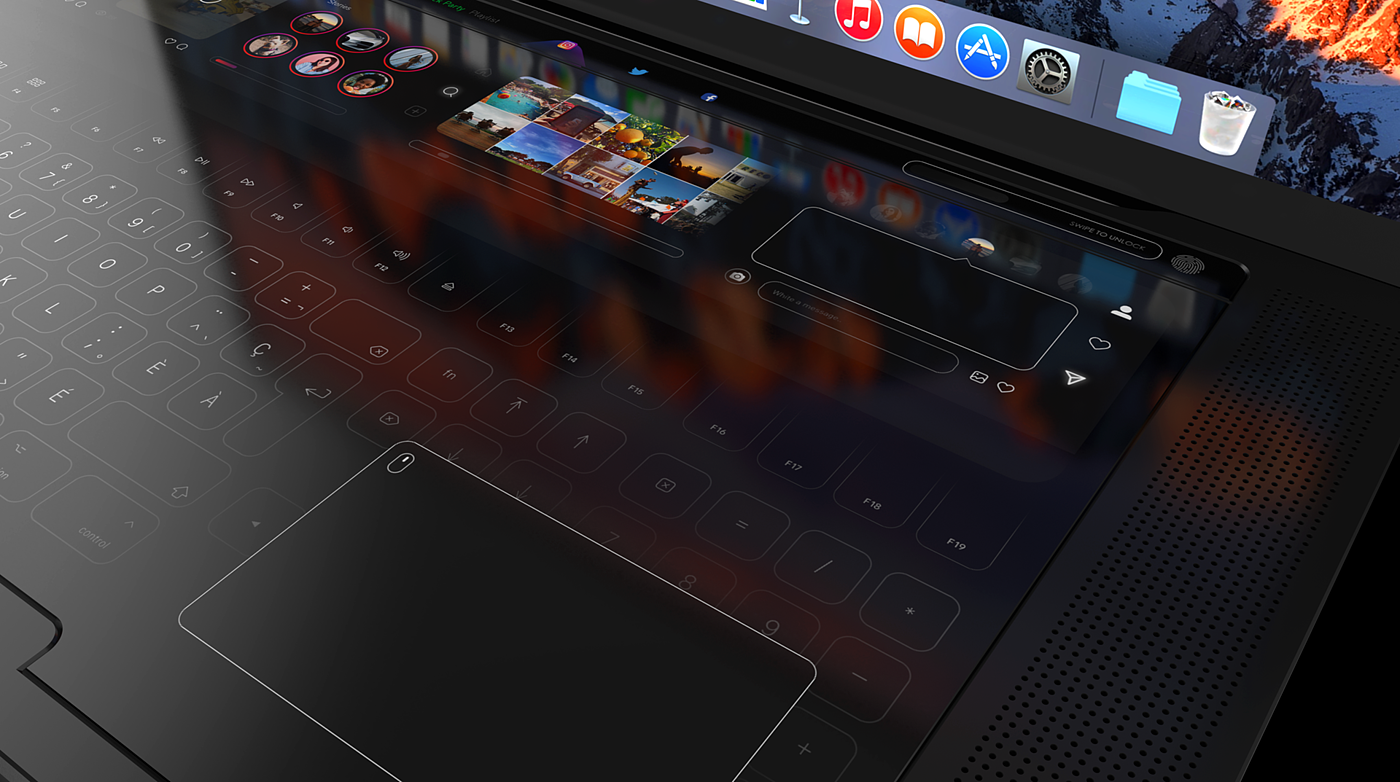 概念设计，macbook，touch，电脑，触摸键盘，