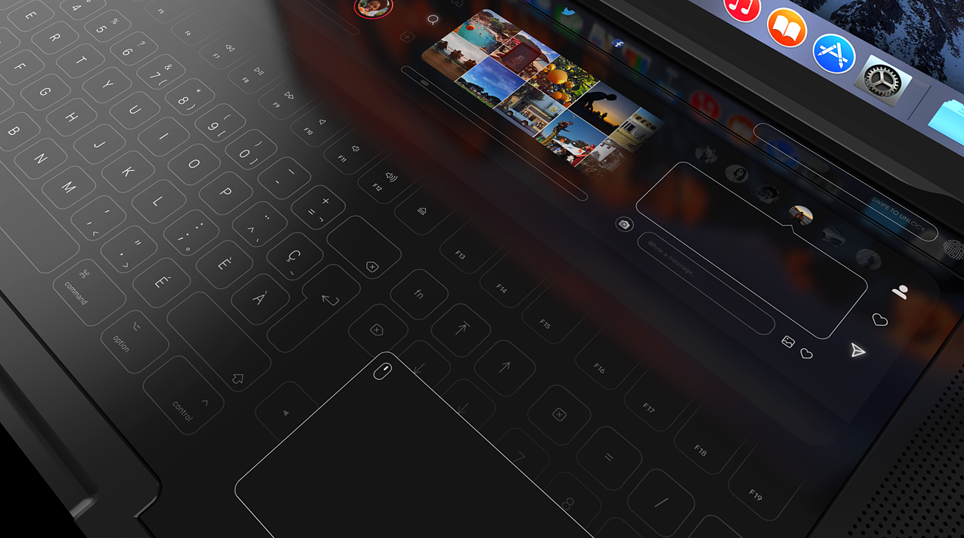 conceptual design，macbook，touch，computer，Touch keyboard，