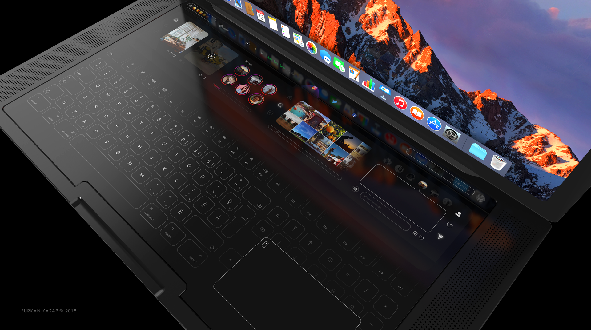 conceptual design，macbook，touch，computer，Touch keyboard，