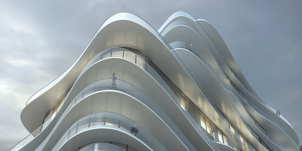 Architectural design，Fluid structure，Irregular building，