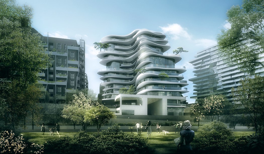 Architectural design，Fluid structure，Irregular building，