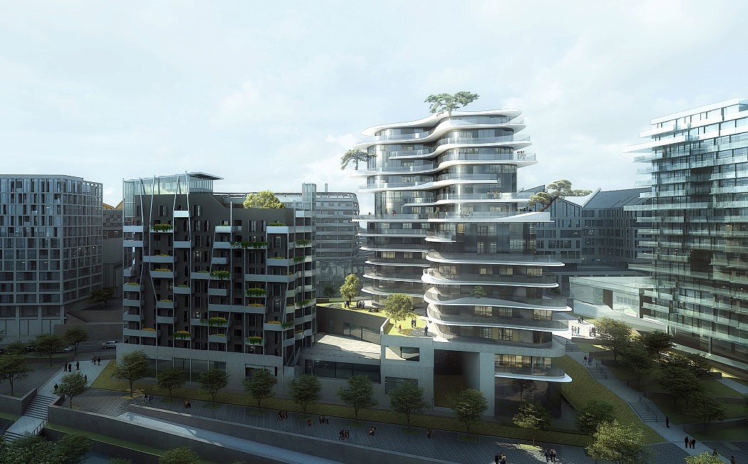 Architectural design，Fluid structure，Irregular building，