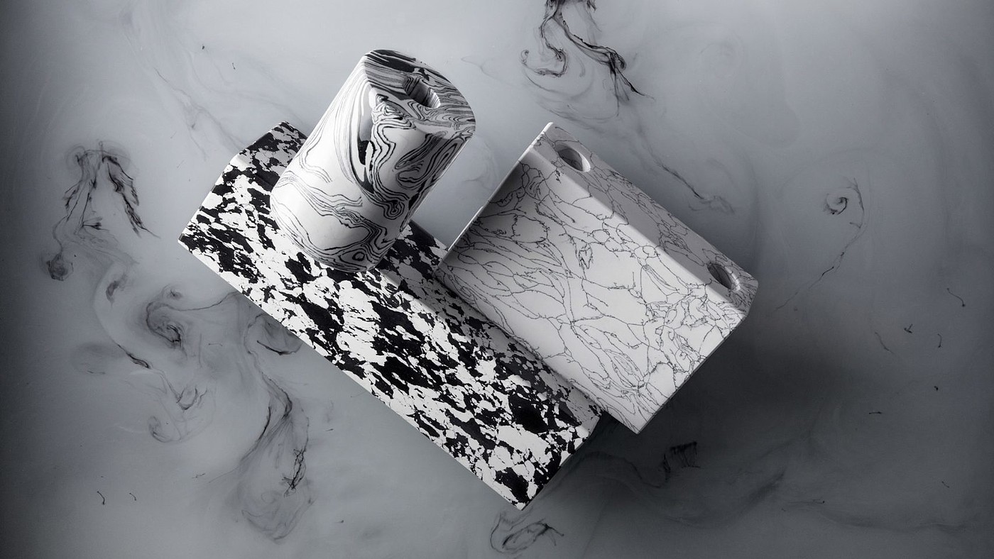 Candle holder，Book end，3D marble paper，swirl，