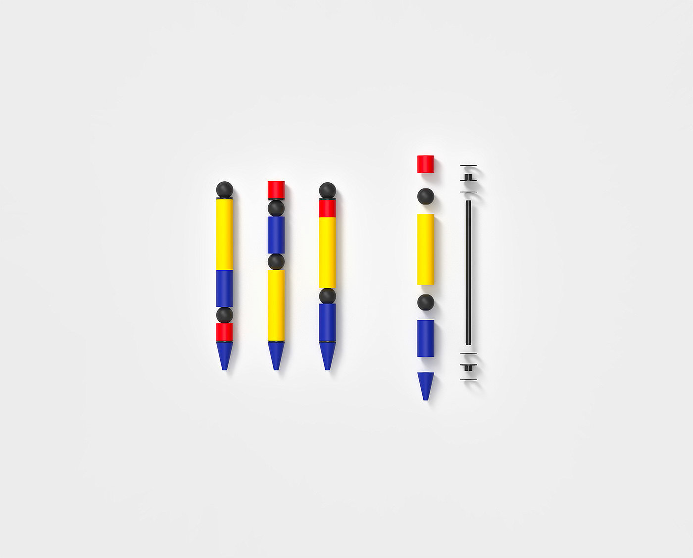 Stationery design，Office Supplies，pen，sticky note，modularization，Ruler，