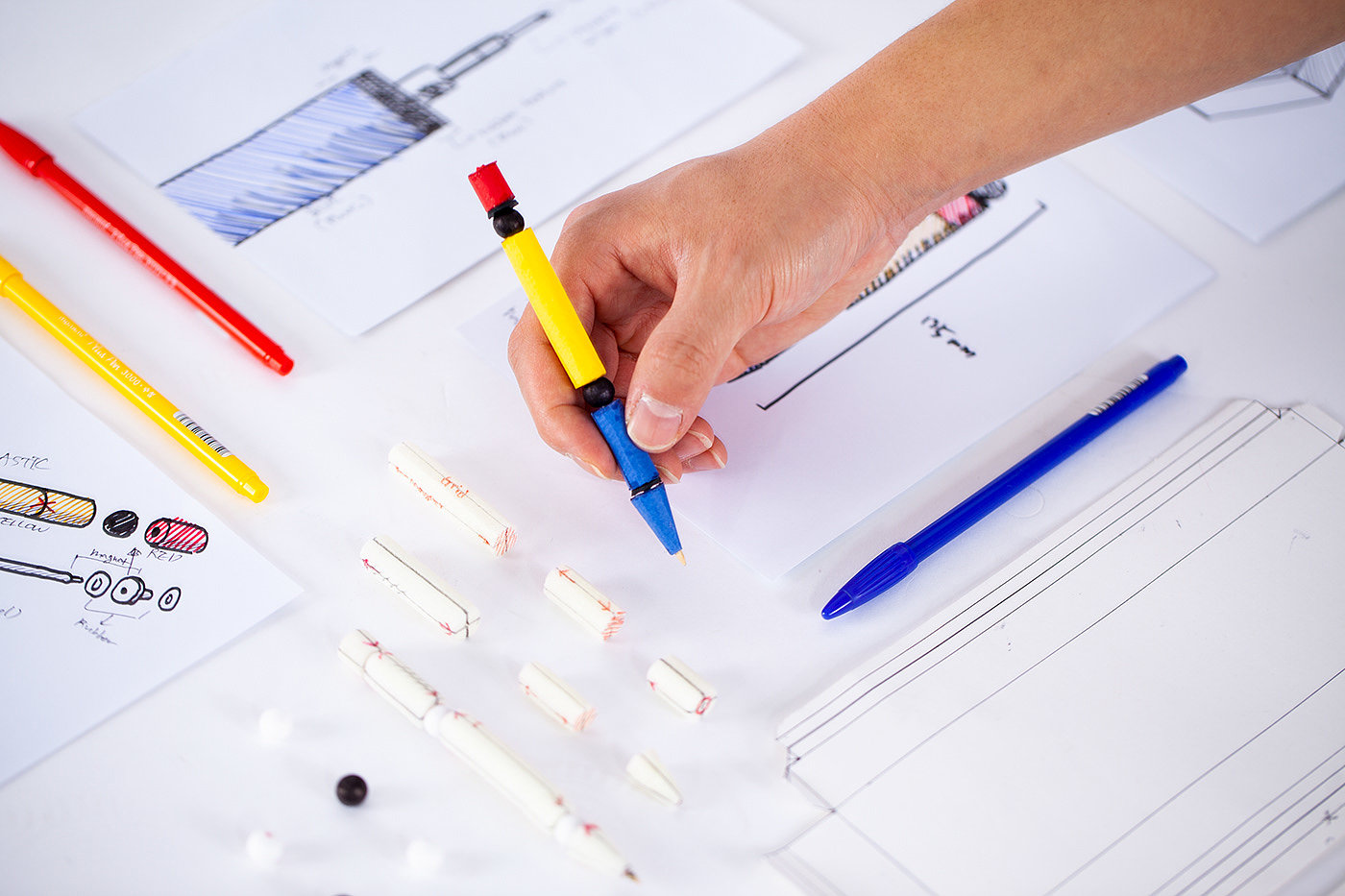 Stationery design，Office Supplies，pen，sticky note，modularization，Ruler，