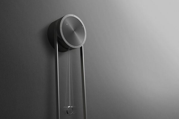 industrial design，Mirror image of modern floor pendulum clock，