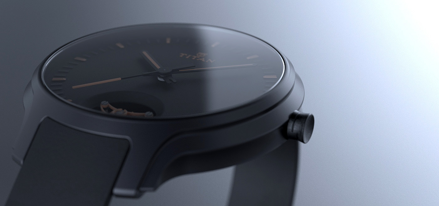 Titan，Wrist watch，black，