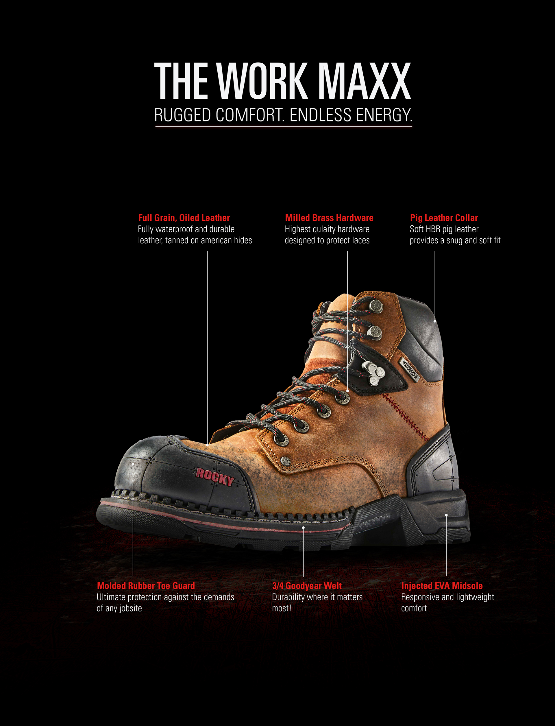 ROCKY，Mountaineering boots，brown，