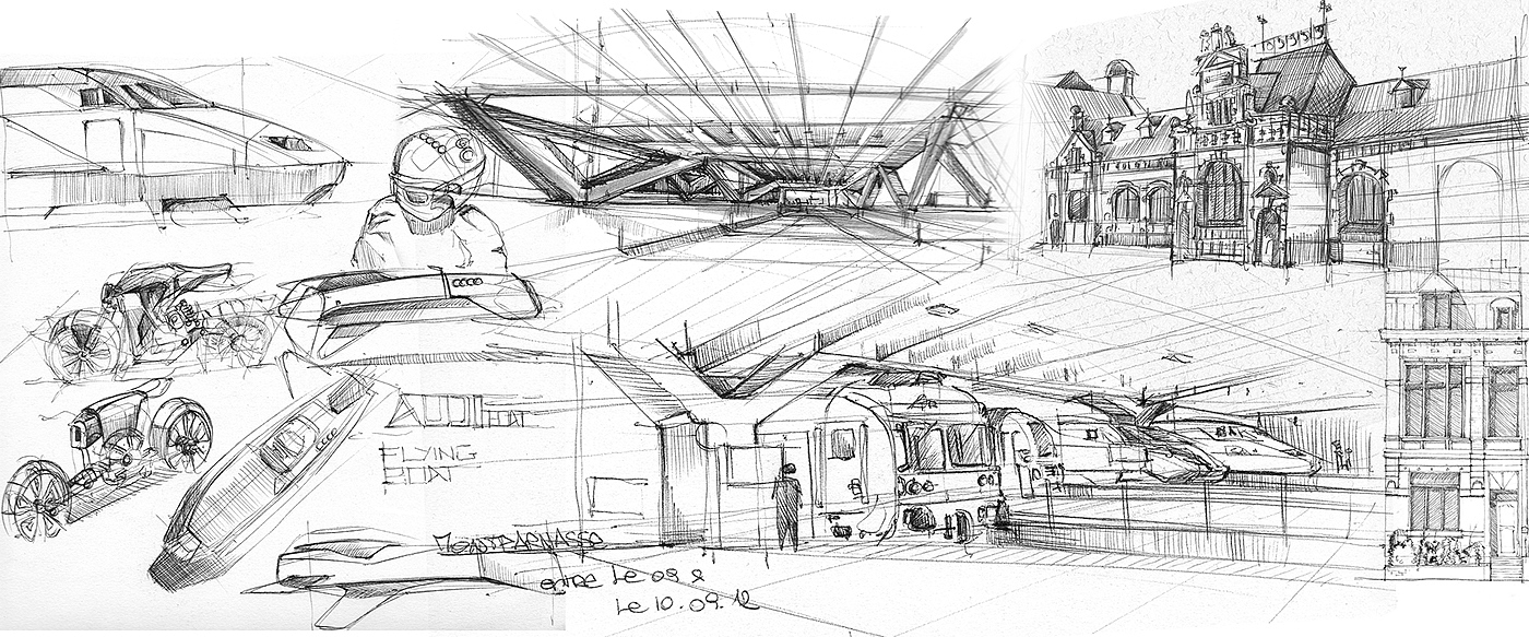 Hand drawn，draft，automobile，traffic，Yung Presciutti，skizzz book，
