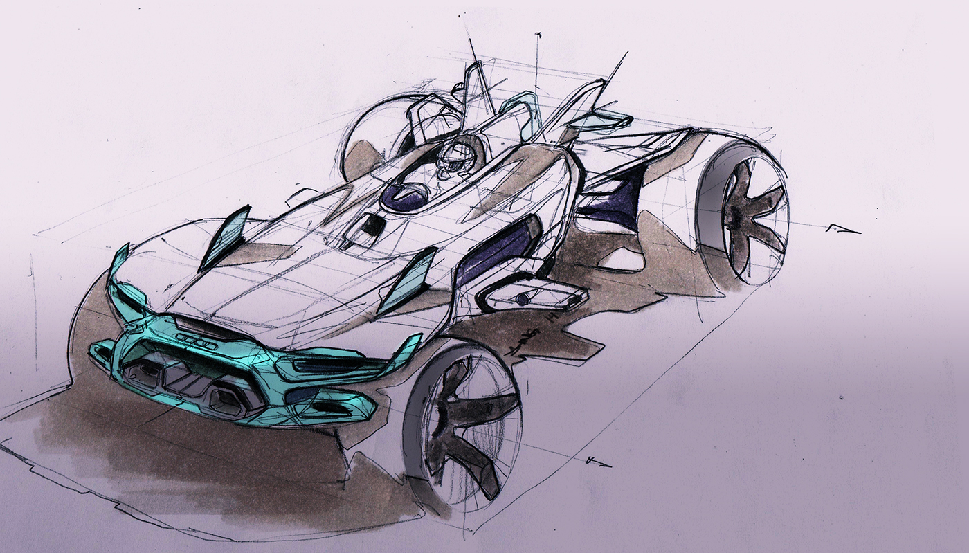 Hand drawn，draft，automobile，traffic，Yung Presciutti，skizzz book，