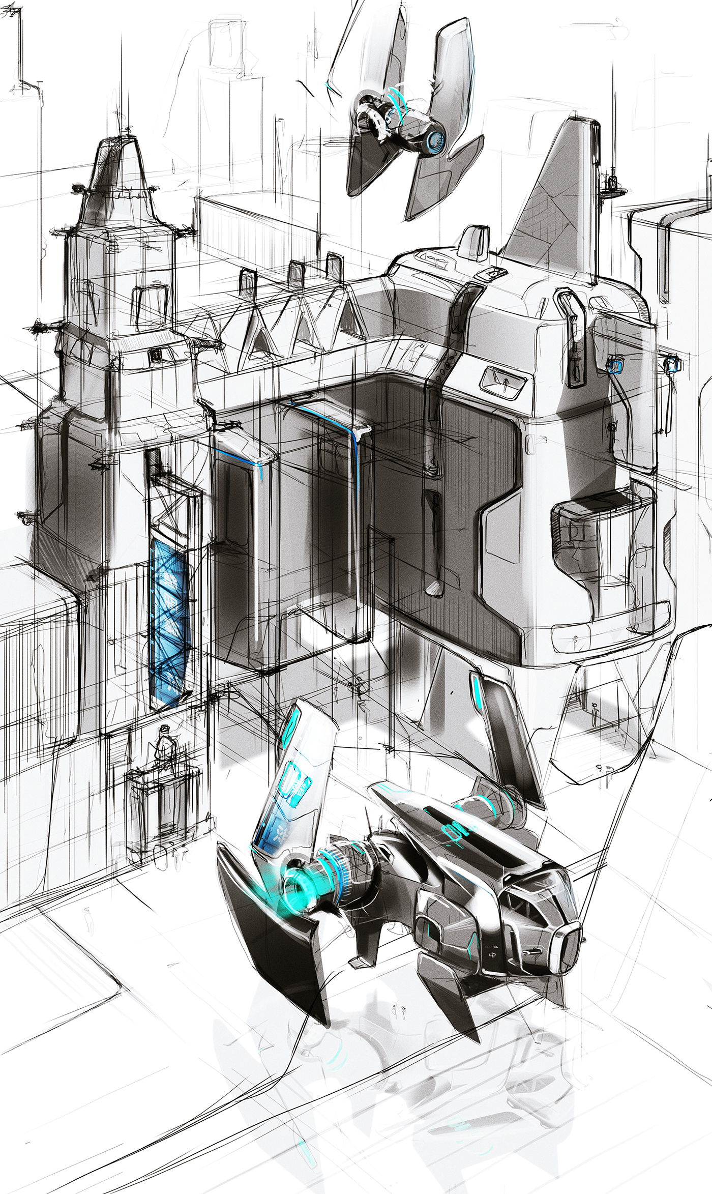 Hand drawn，draft，automobile，traffic，Yung Presciutti，skizzz book，