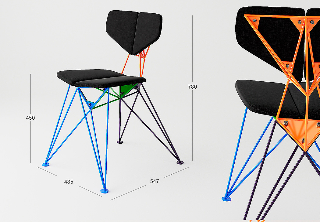 Star chair，三角，结构，椅子，