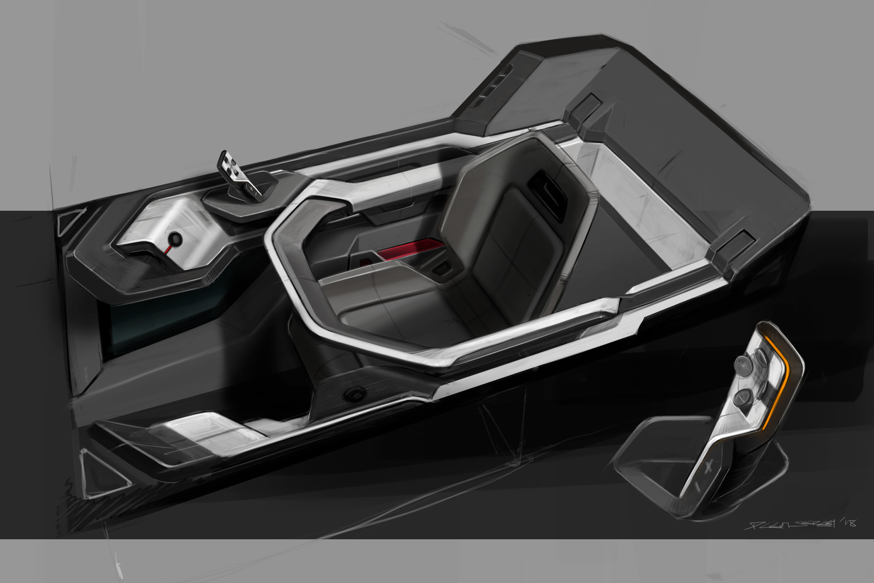 Mechanical vehicle，Render，sketch，