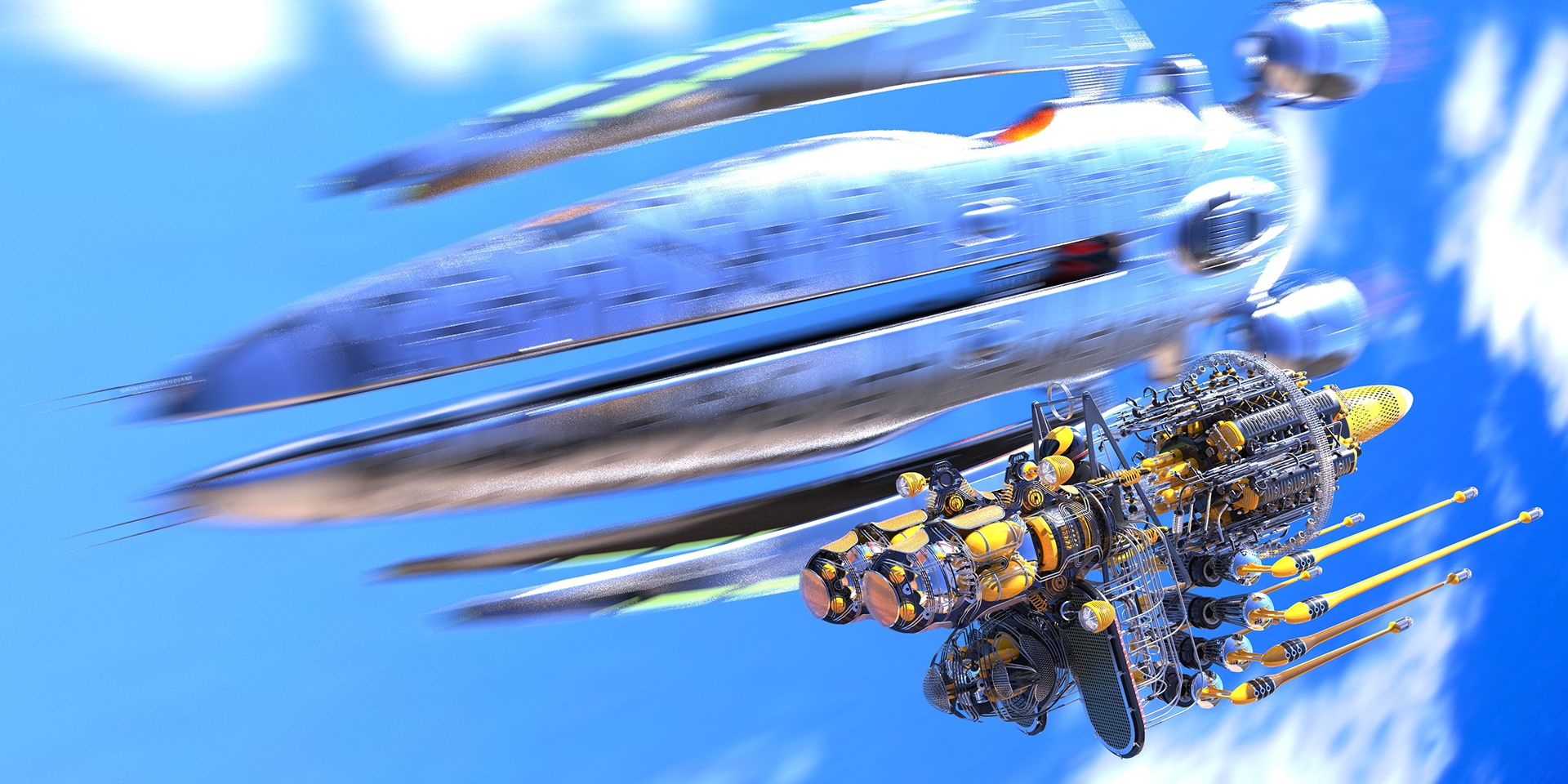 Metal，airship，3dmax，