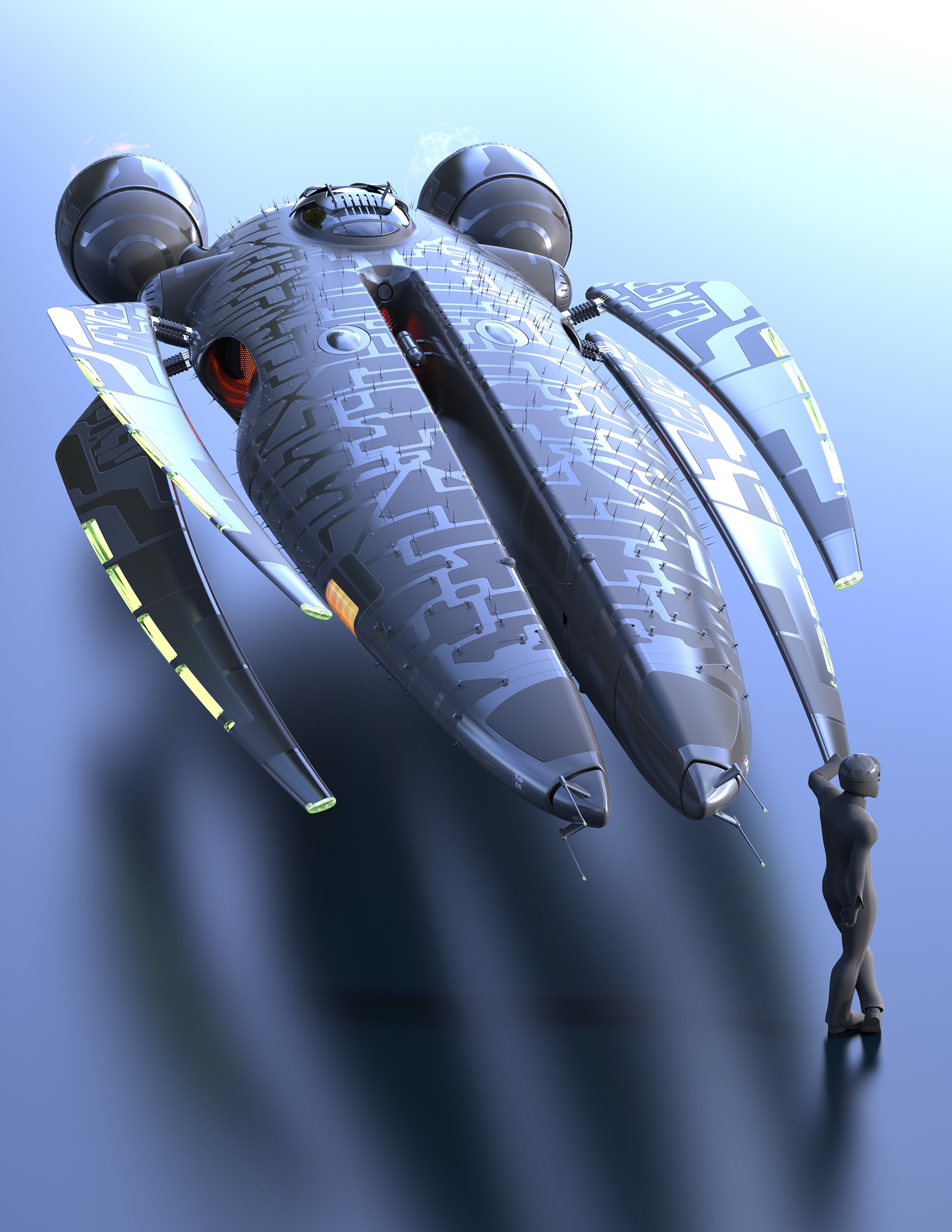 Metal，airship，3dmax，
