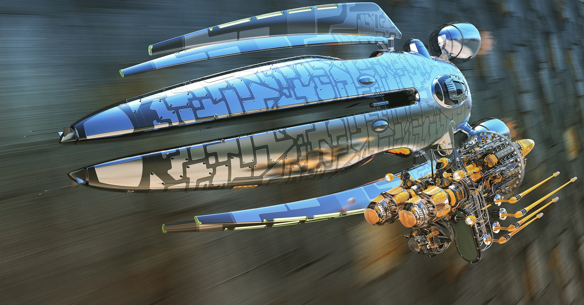 Metal，airship，3dmax，