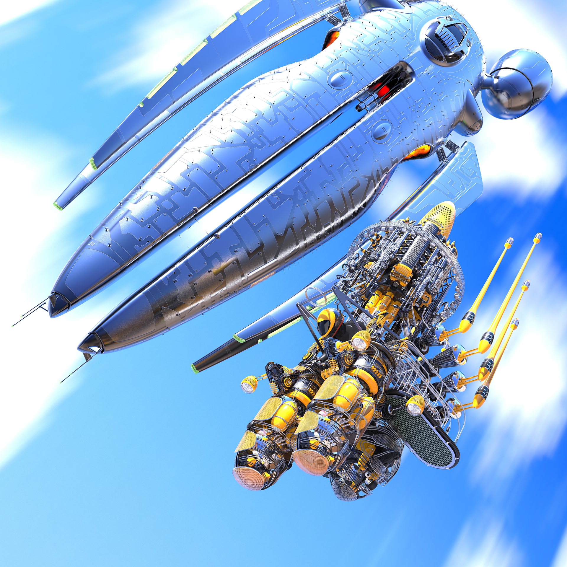 Metal，airship，3dmax，