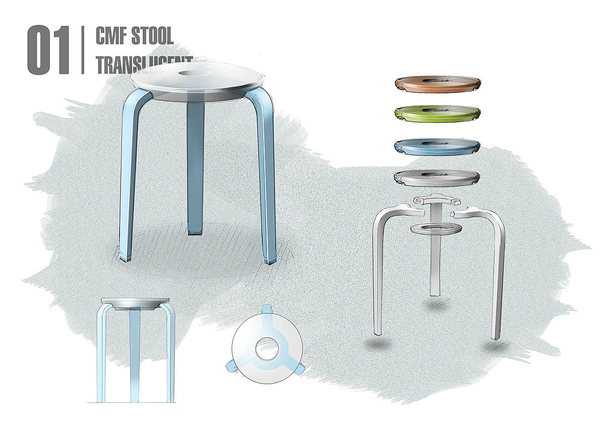 效果图，凳子，cmf，家具家居，