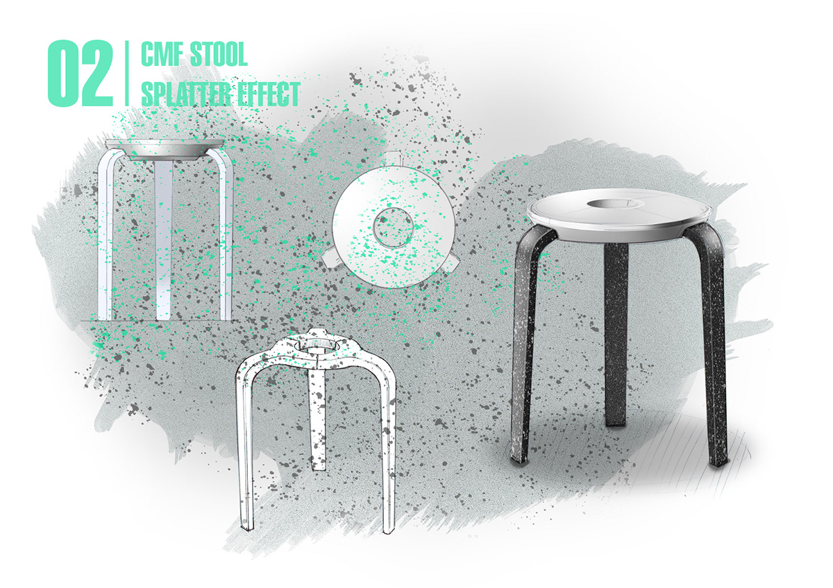 design sketch，stool，cmf，Furniture home，