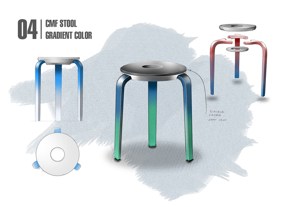 design sketch，stool，cmf，Furniture home，