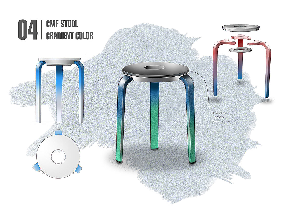 design sketch，stool，cmf，Furniture home，