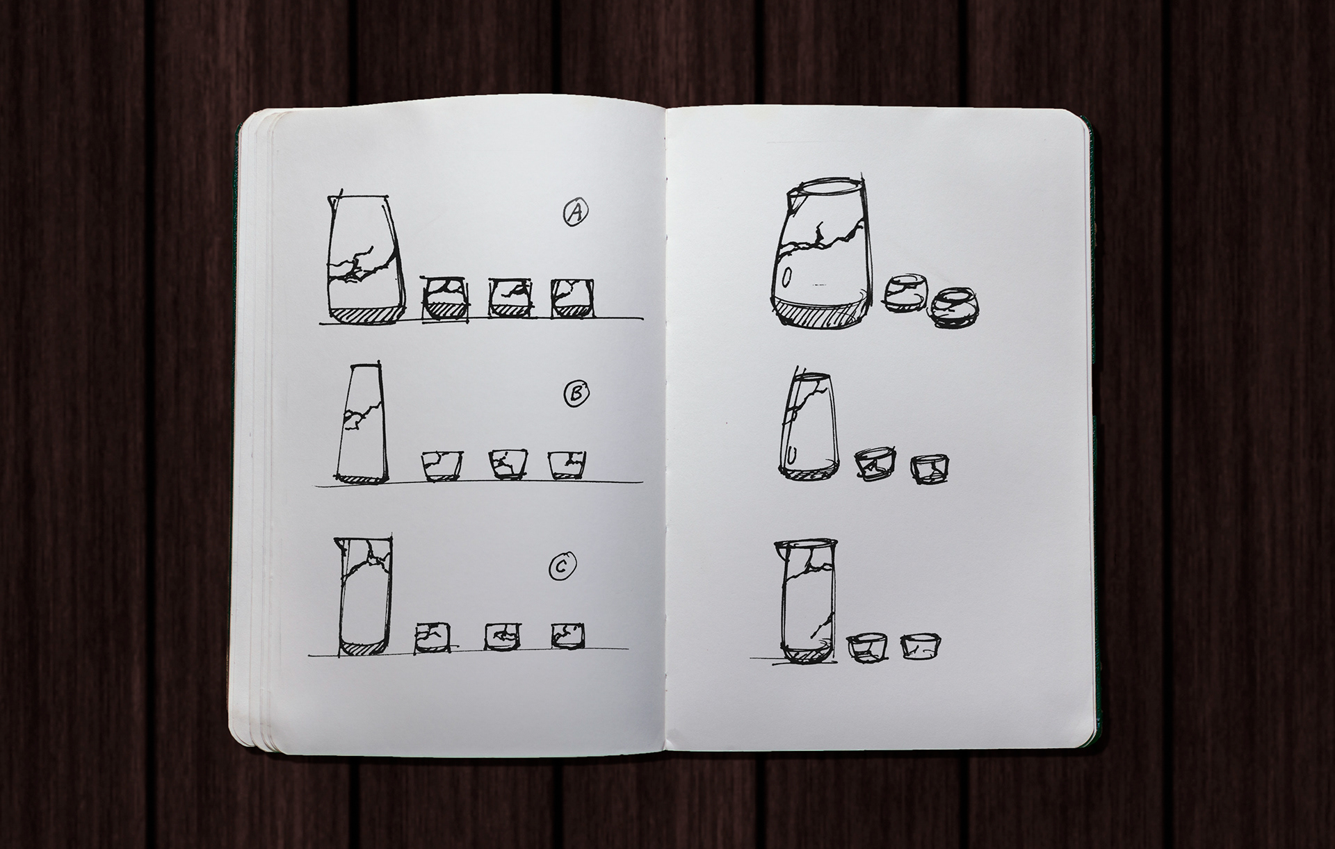 ceramics，Wine set，black，