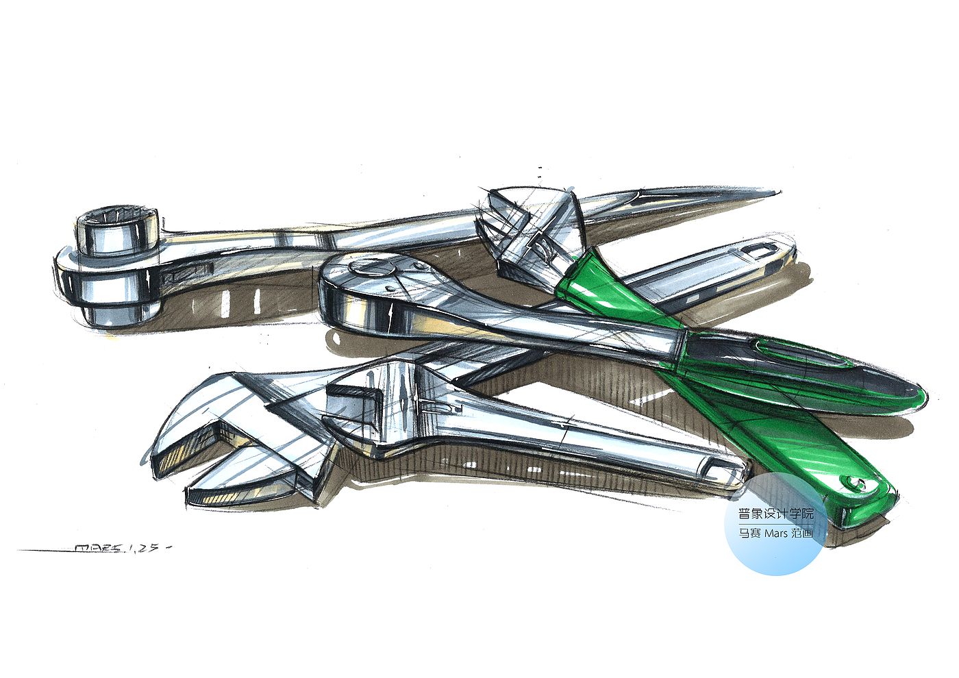 Product hand drawing tutorial，Marker rendering，Hand drawn sketch，